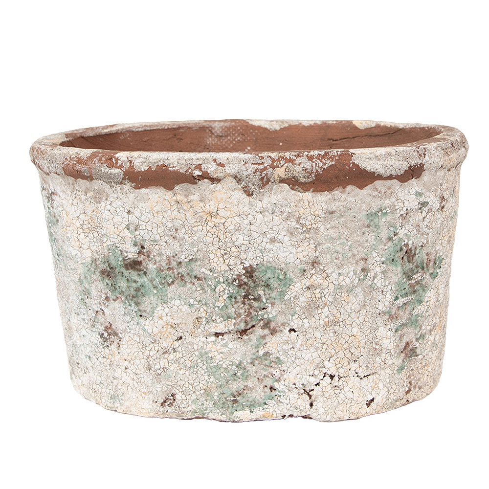 Flower Pot Inside Beige Green 21x13x12 cm