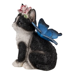 [6PR3353] Decoration Statue Cat Black, White 12x10x15 cm