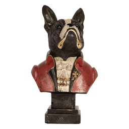 [6PR5577] Deko Hund Büste Schwarz Rot 15x12x26 cm