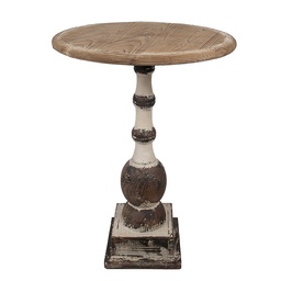 [5H0688] Side Table Round Brown Beige Ø 62x81 cm