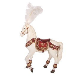 [6PR6130] Decorativa Cavallo Bianco Rosso 35x12x56 cm