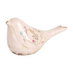 [6CE1952M] Decorazione Uccello Beige Rosa 22x9x12 cm