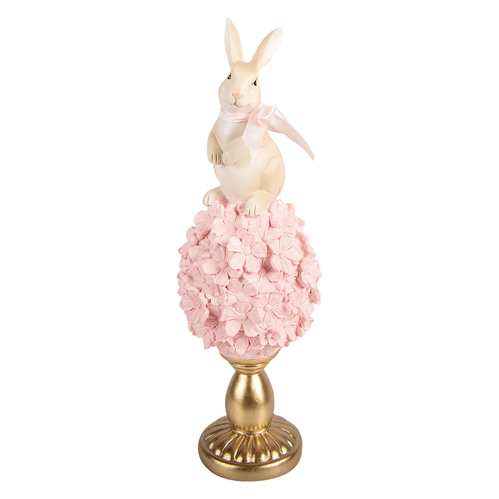 Decorazione Coniglio su uovo Beige Rosa Ø 11x32 cm