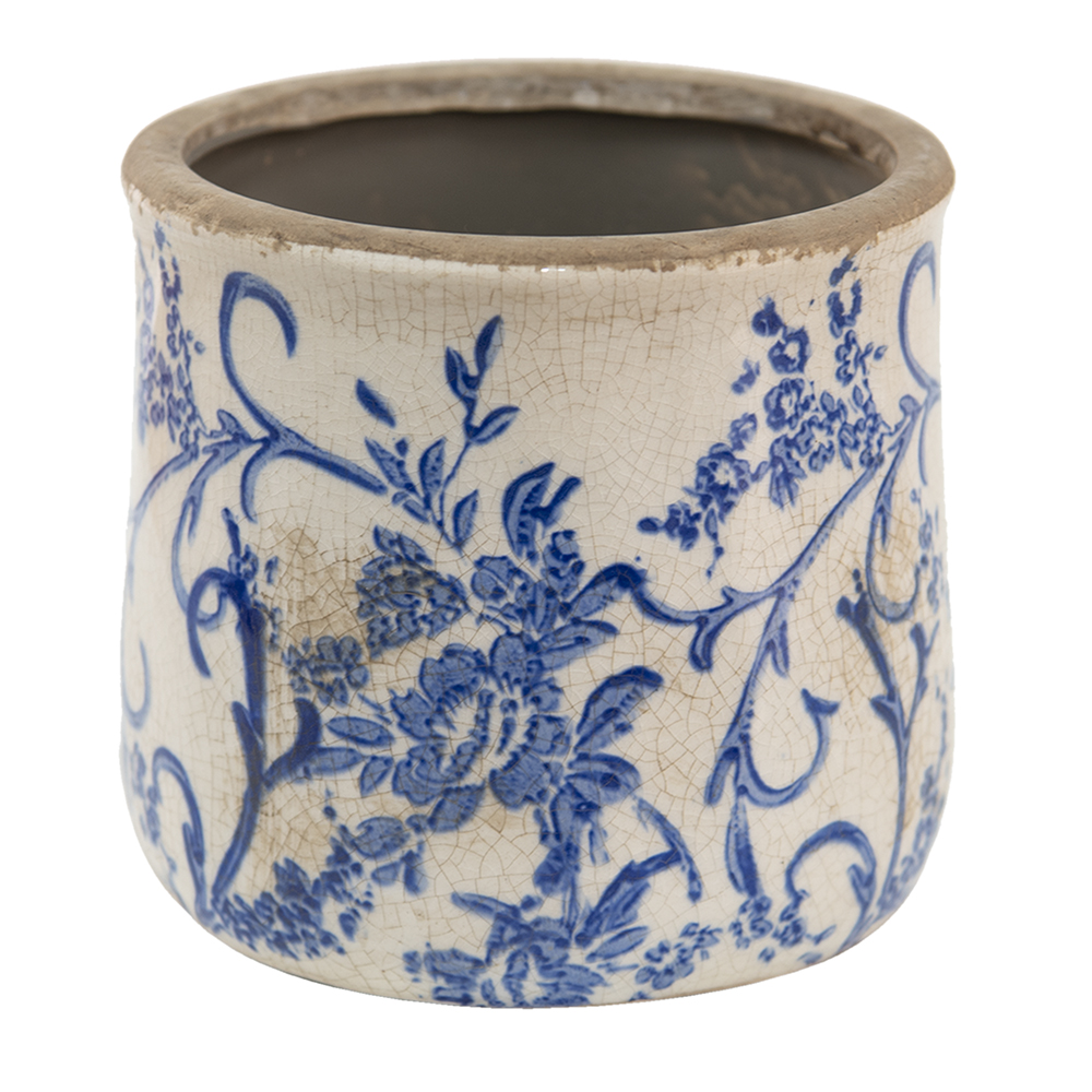Flower Pot Inside Blue, White Ø 12x11 cm