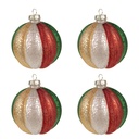 Christmas Balls Set of 4 Multi colored Ø 8x8 cm