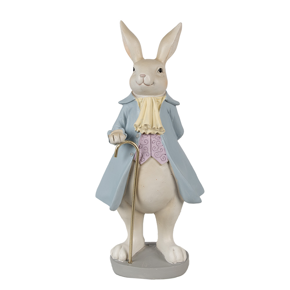 Décoration Lapin Beige Bleu 12x9x26 cm