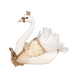 [65931] Decorativa Cigno Bianco Beige 28x14x28 cm