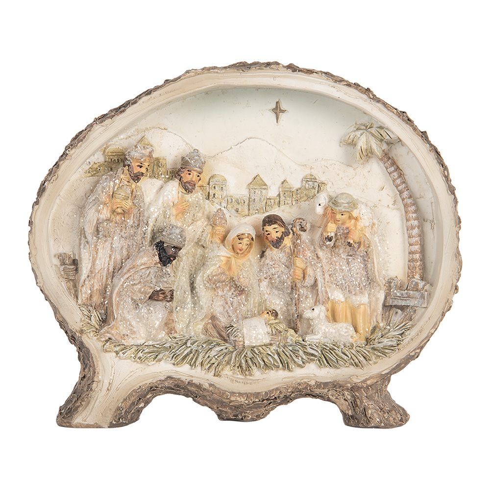 Weihnachtsdeko Weihnachtsgruppe Braun Beige 18x4x15 cm