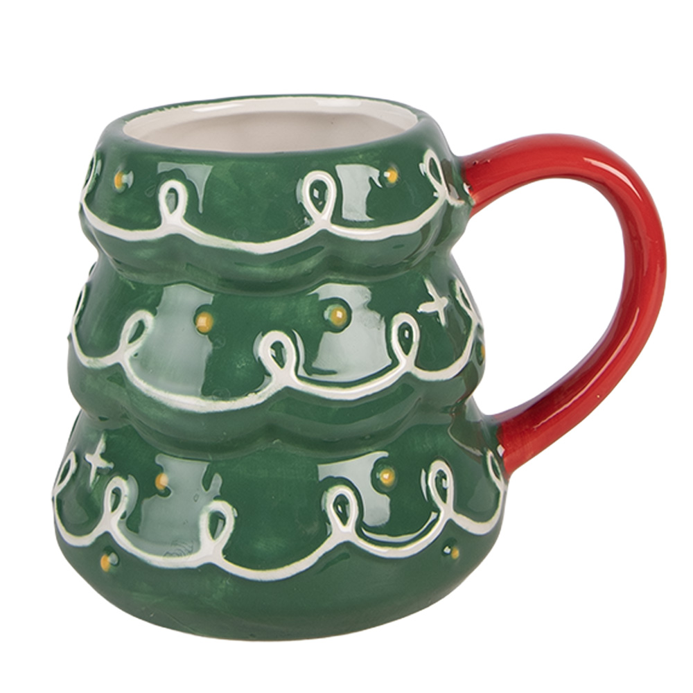 Becher Grün Weiß 13x10x10 cm / 350 ml