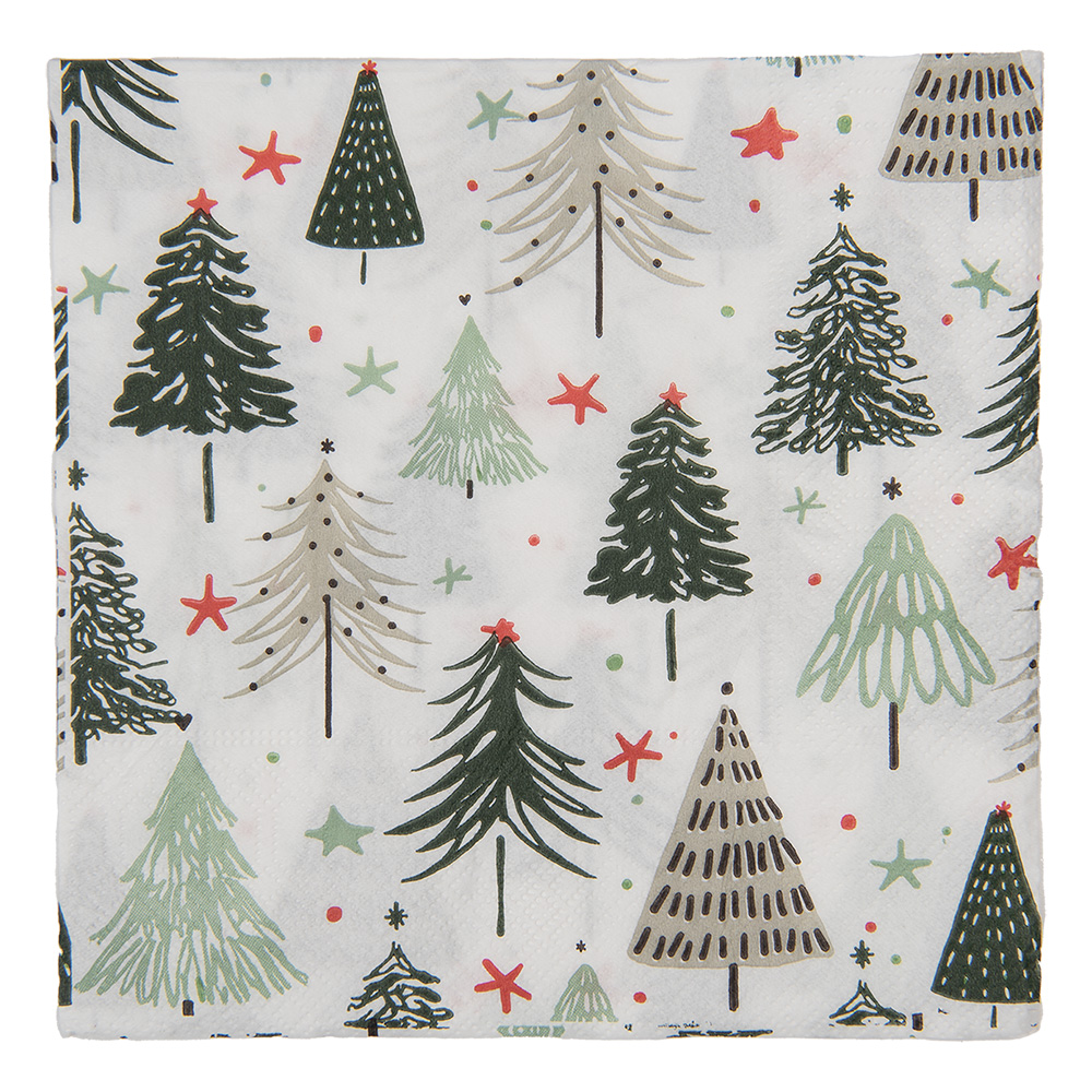 Serviettes en papier Blanc Vert 33x33 cm (20)