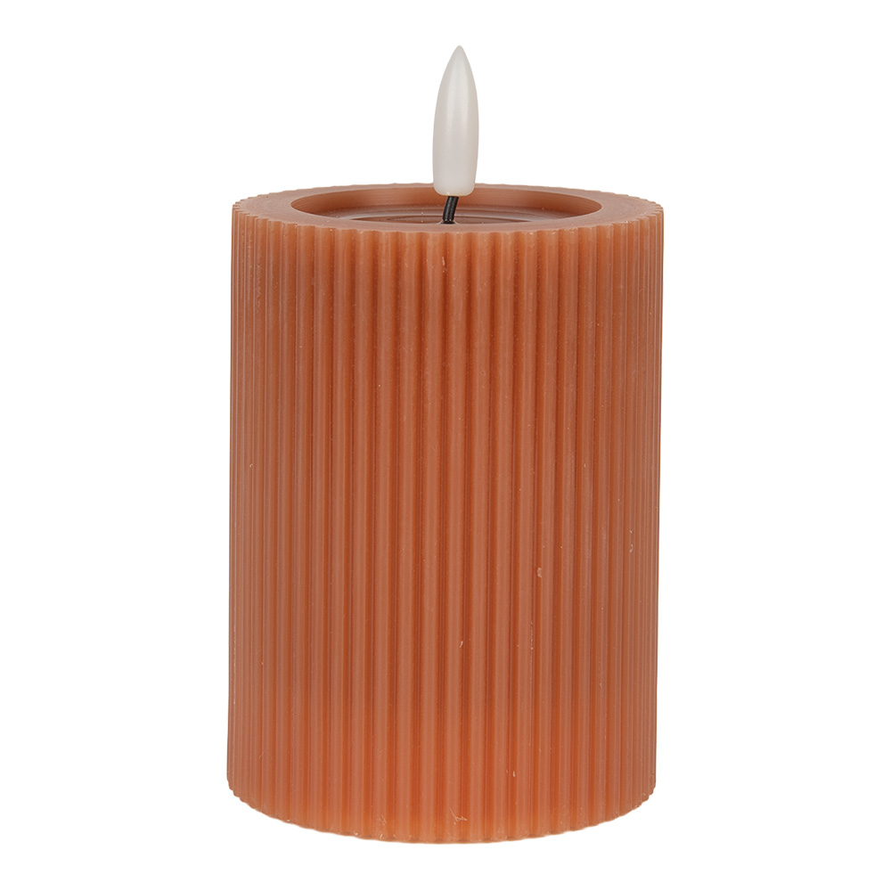 Bougie avec LED Marron Ø 8x13 cm / 2xAA