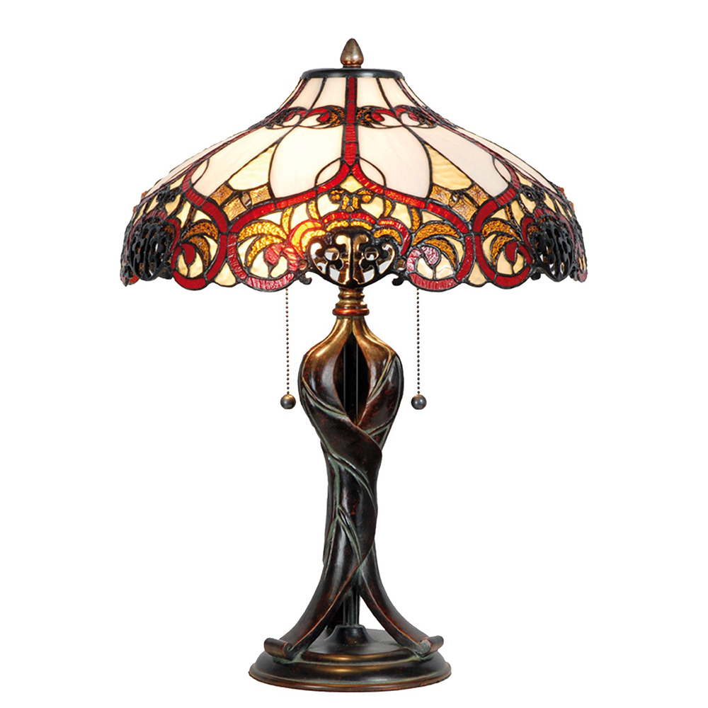 Lampada parete Tiffany Beige Rosso Ø 41x56 cm E27/max 2x60W