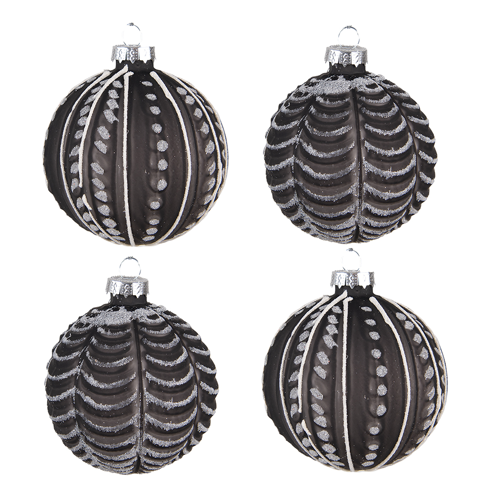 Christbaumkugel Schwarz Ø 8x8 cm (set 4)