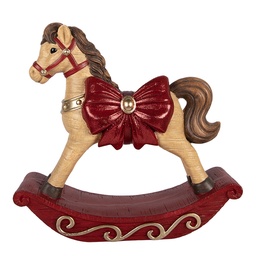 [6MG0171] Decorazione Cavallo a dondolo Marrone Rosso 42x14x41 cm