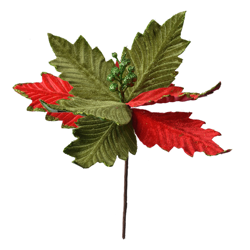 Christmas Decoration Flower Green Red Ø 26x28 cm
