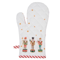 [HLC44K] Ofenhandschuh Kind Weiß Rot 12x21 cm