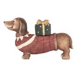 [6MG0147] Statua Cane Marrone Rosso 47x14x28 cm