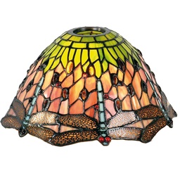 [5LL-8827] Lampshade Tiffany Green, Red Ø 25x15 cm / KH 6 cm