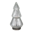 Weihnachtsdeko Standbild Weihnachtsbaum mit LED Silberfarbig Ø 8x14 cm