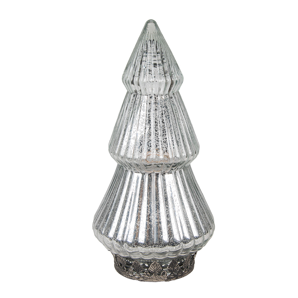 Statue Natalizie Albero di natale con LED Color argento Ø 8x14 cm