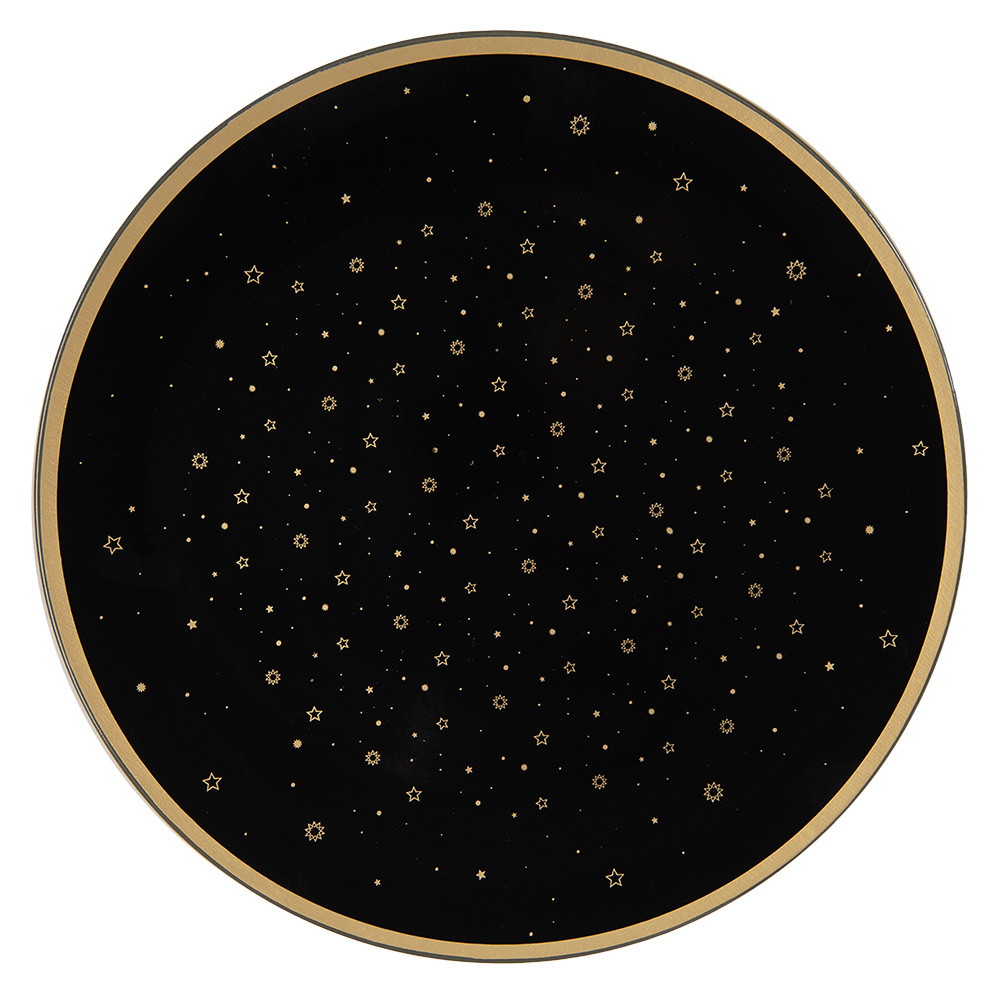 Plaque de fond Noir, Or Ø 33x1 cm