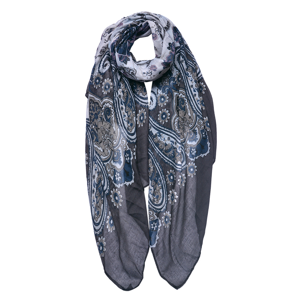 Scarf Women Print Grey 90x180 cm