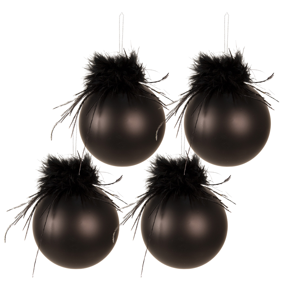 Weihnachtskugel Schwarz set 4 Ø 10x10 cm