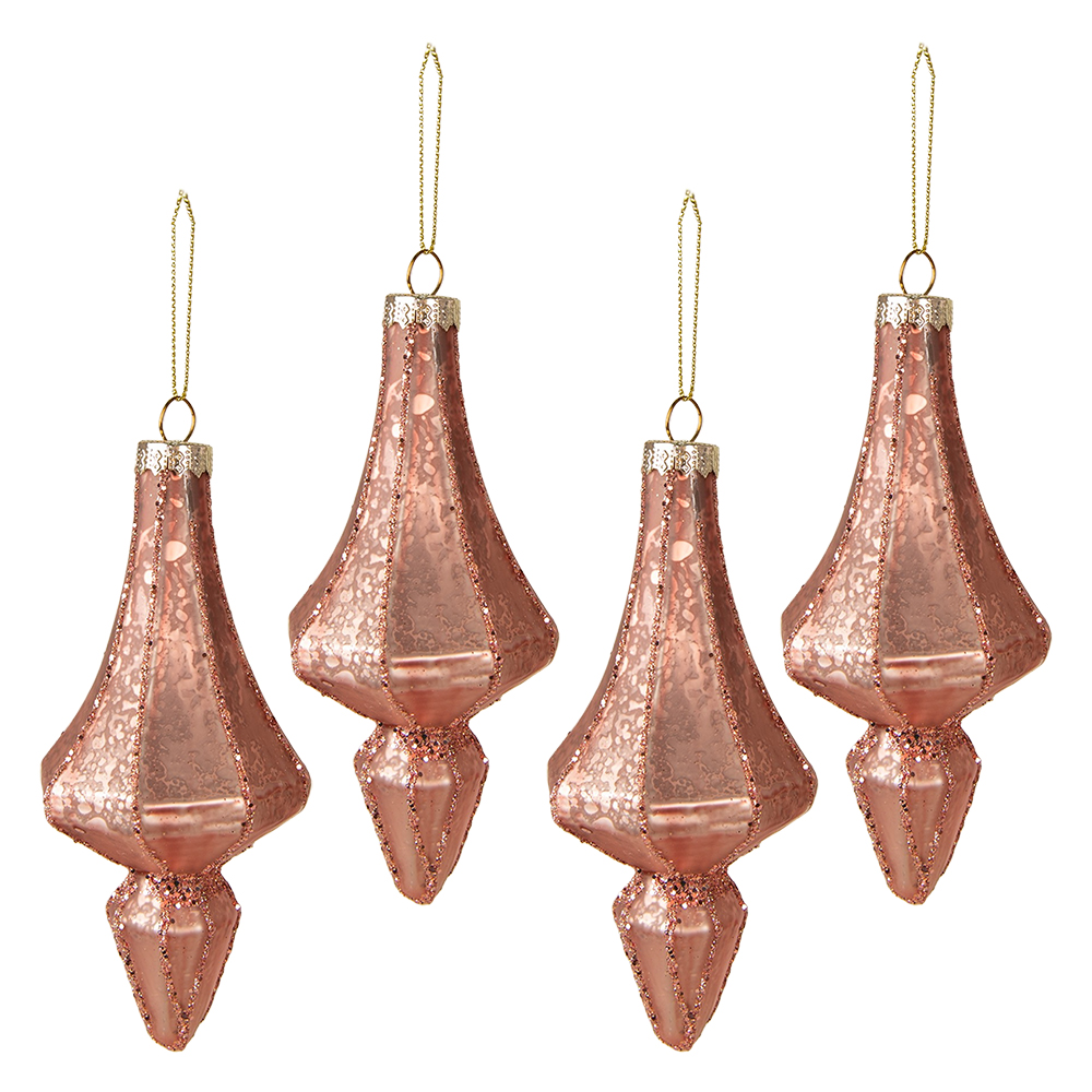 Weihnachtskugel XL Rosa set 4 Ø 6x15 cm