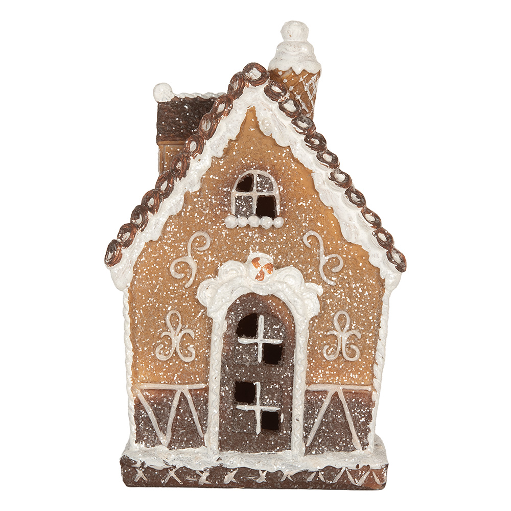 Decoration House with LED Brown White 13x9x20 cm