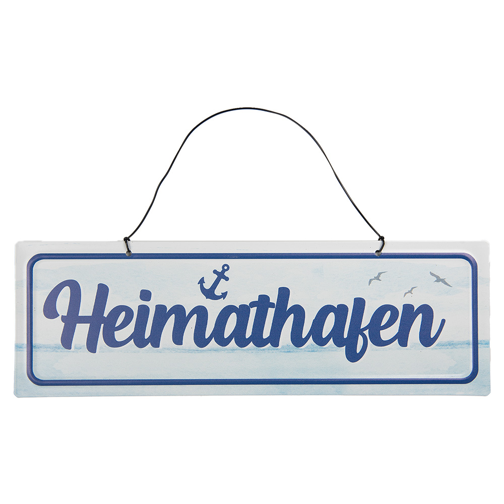 Textschild Weiß Blau 30x1x10 cm