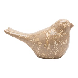 [6CE2445L] Decorazione Uccello Marrone Beige 21x9x12 cm