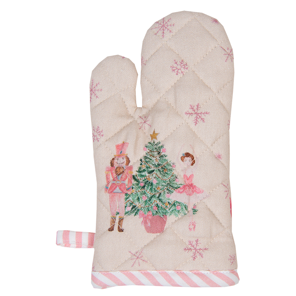 Ofenhandschuh Kind Beige Rosa 12x21 cm