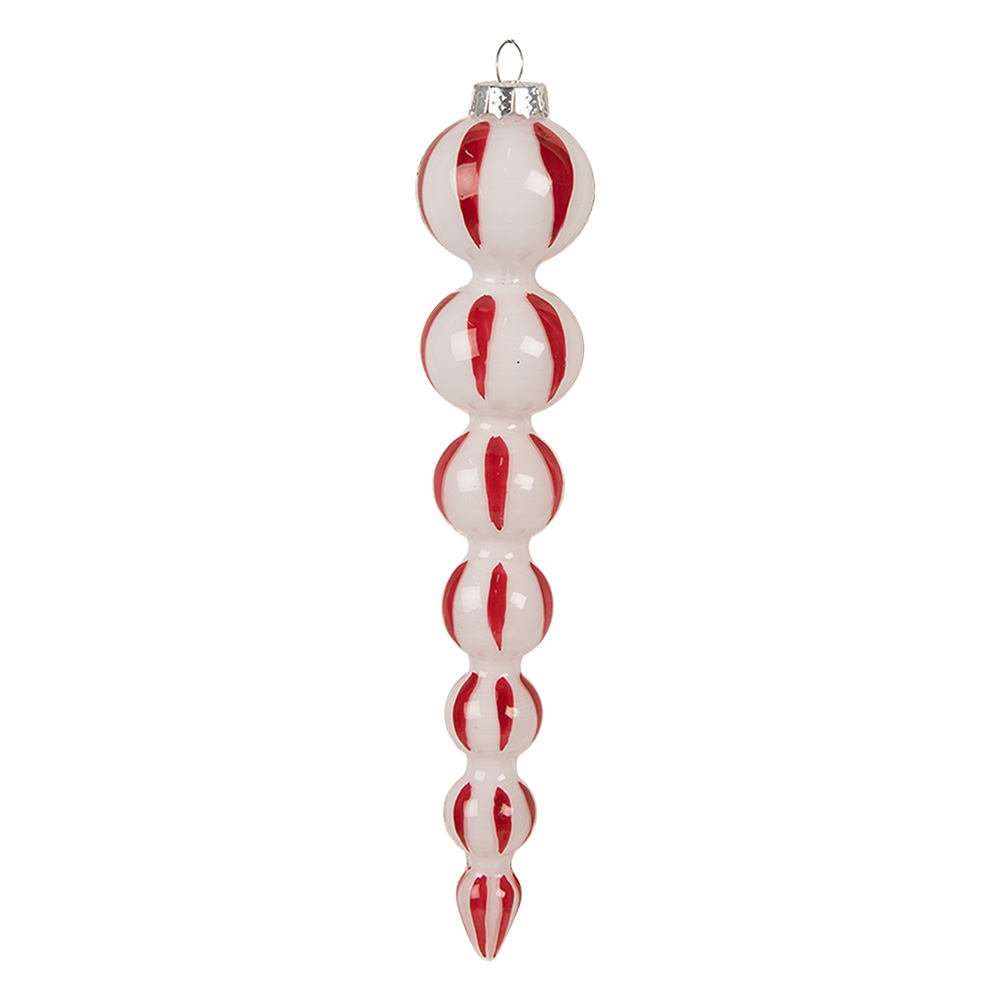 Weihnachtskugel Weiß Rot Ø 3x18 cm