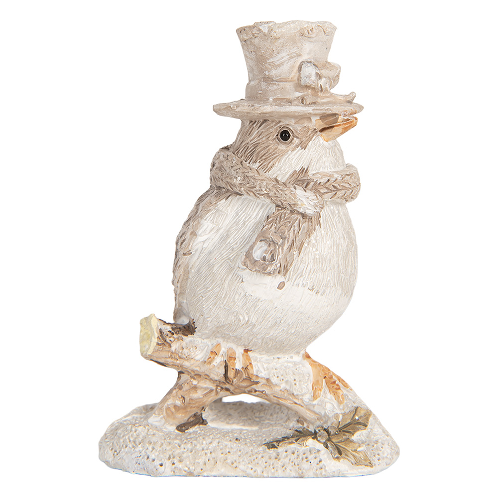 Décoration des Oiseau Beige Blanc 5x3x8 cm