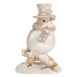 [6PR5925] Decorativa Uccello Beige Bianco 5x3x8 cm