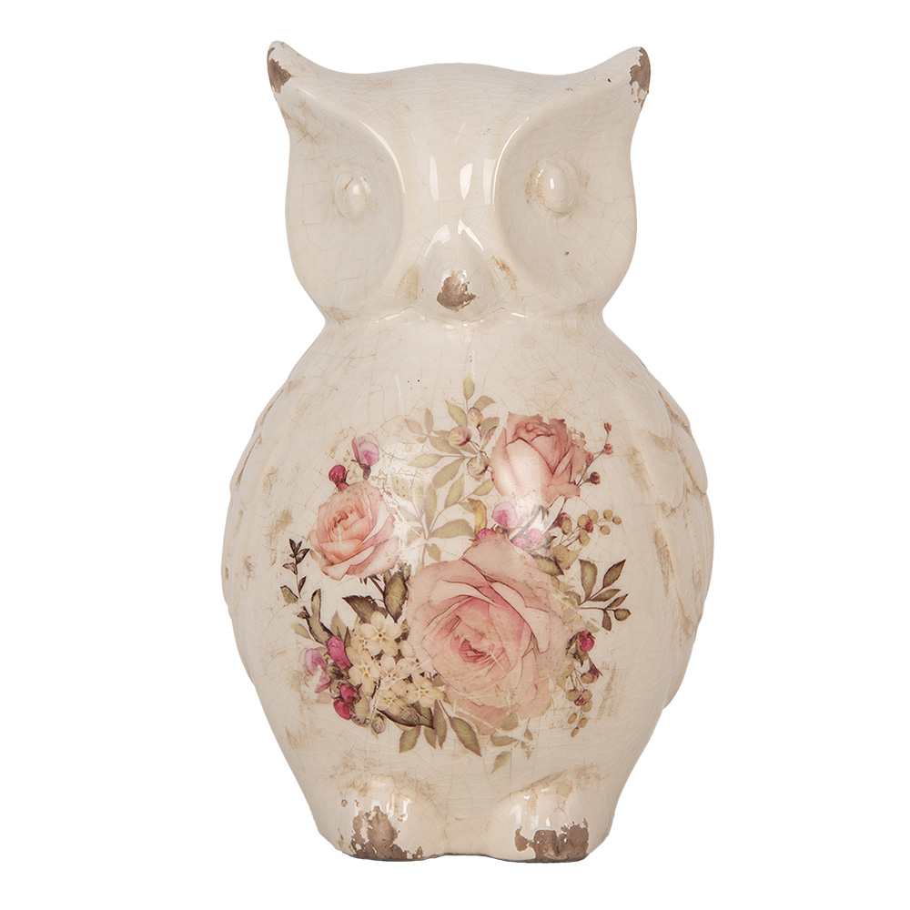Statua Decorativa Gufo Beige Rosa 13x12x22 cm