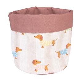 [PAP50] Brotkörbchen Beige Rosa Ø 15x16 cm