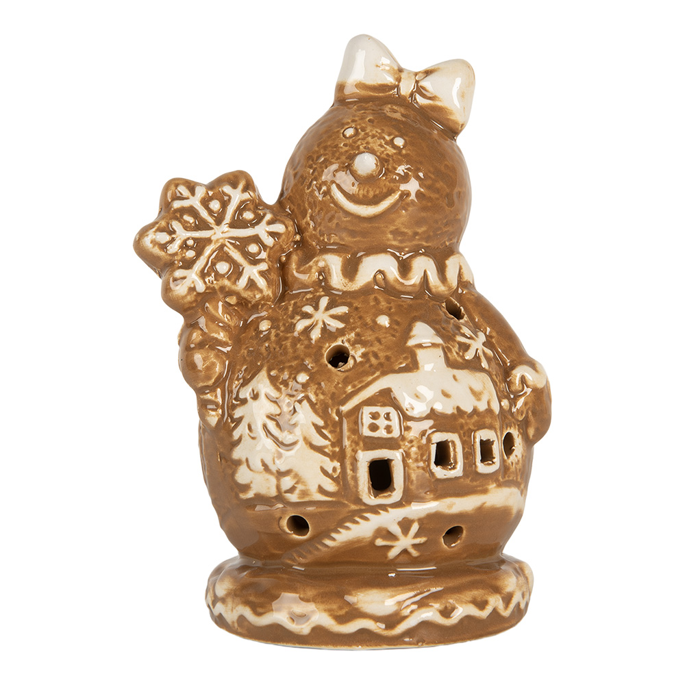 Decorazione Natalizie Pupazzo di neve Marrone Bianco 9x7x13 cm