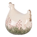 Décoration Poule Beige Vert 12x11x13 cm