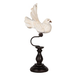 [6PR5586] Décoration Oiseau Blanc Marron 15x11x36 cm