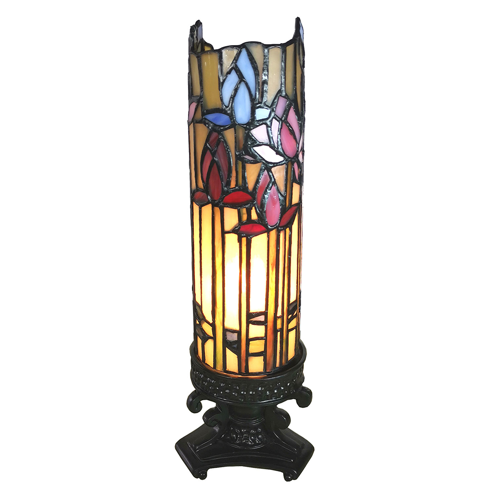 Lampe de table Tiffany Beige, Bleu 10x10x33 cm E14/max 1x25W