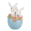 Decoration Statue Rabbits in egg White Blue 13x12x21 cm