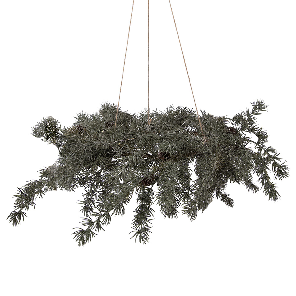 Christmas Decoration Wreath With LED Green Brown Ø 60x8 cm / 3xAA