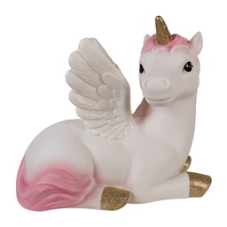 [6LMP804] Veilleuse Licorne LED Blanc Rose 41x25x40 cm