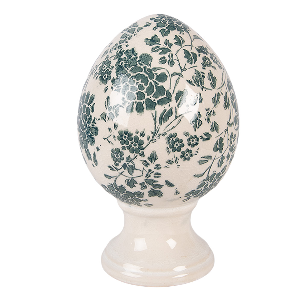 Décoration uf sur pied Beige Vert Ø 12x19 cm
