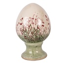 Uovo decorativo su piede Beige Verde Ø 9x14 cm