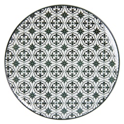 [6CEFP0047] Tableware Diner Plate Black White Ø 26x2 cm