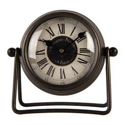[6KL0835] Table Clock Brown Beige 12x5x11 cm / 1xAA