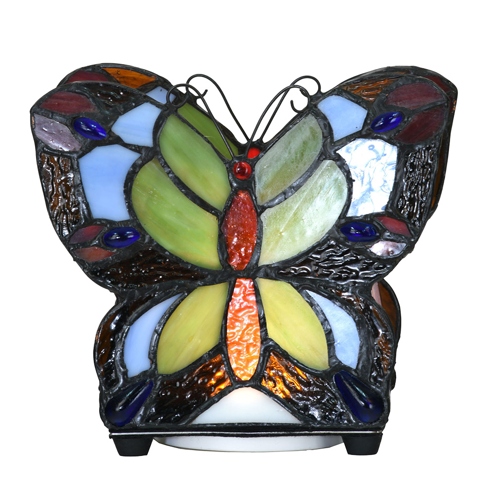 Lampe de table Tiffany Papillon Bleu 15x8x13 cm (LED)