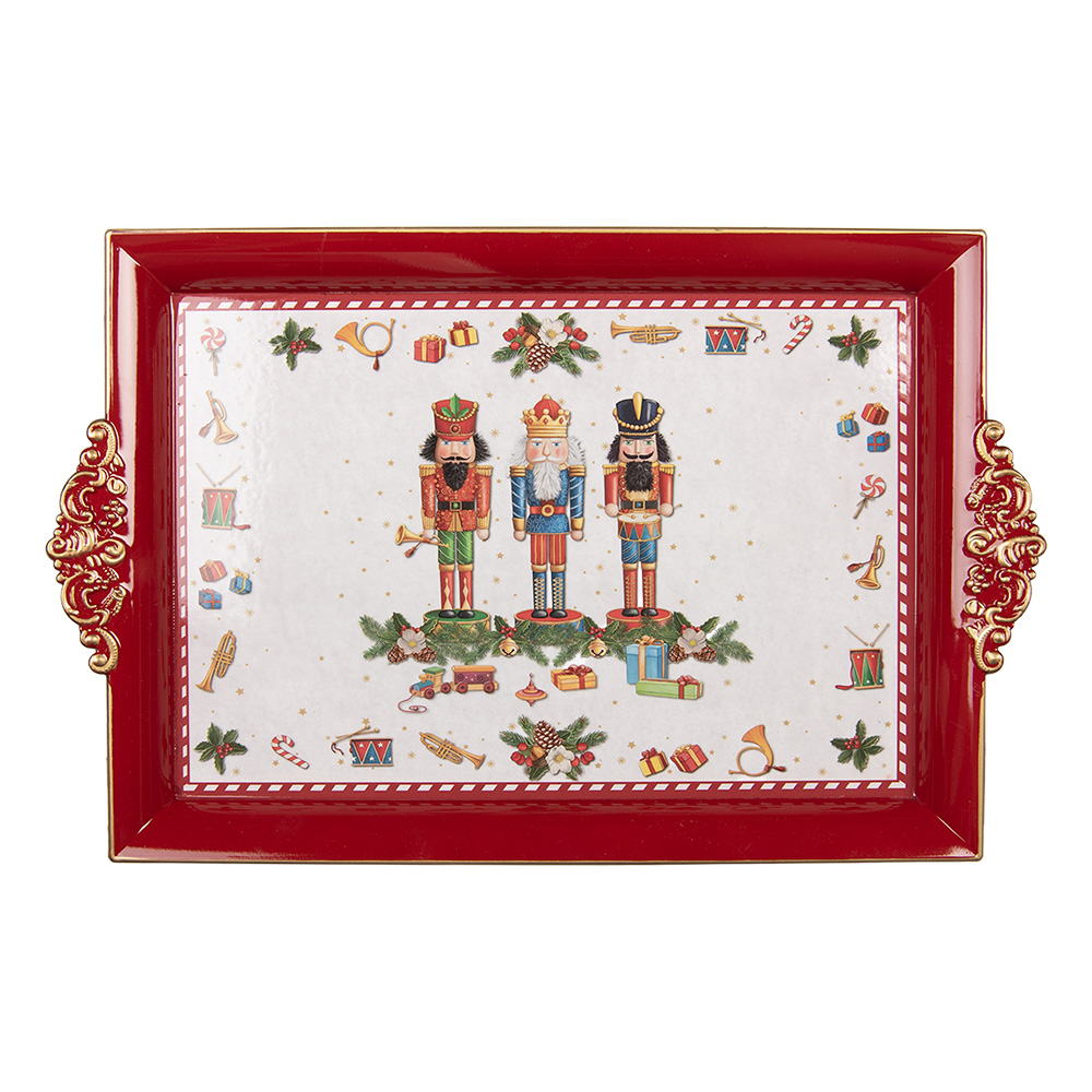 Decorative Tray Red White 41x26x3 cm